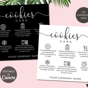 Canva Cookie Pflege, bearbeitbare Cookie Paket Pflegeanleitung, Cookie Business Pflege Kartenvorlage, druckbare Cookie Card.TDS-05