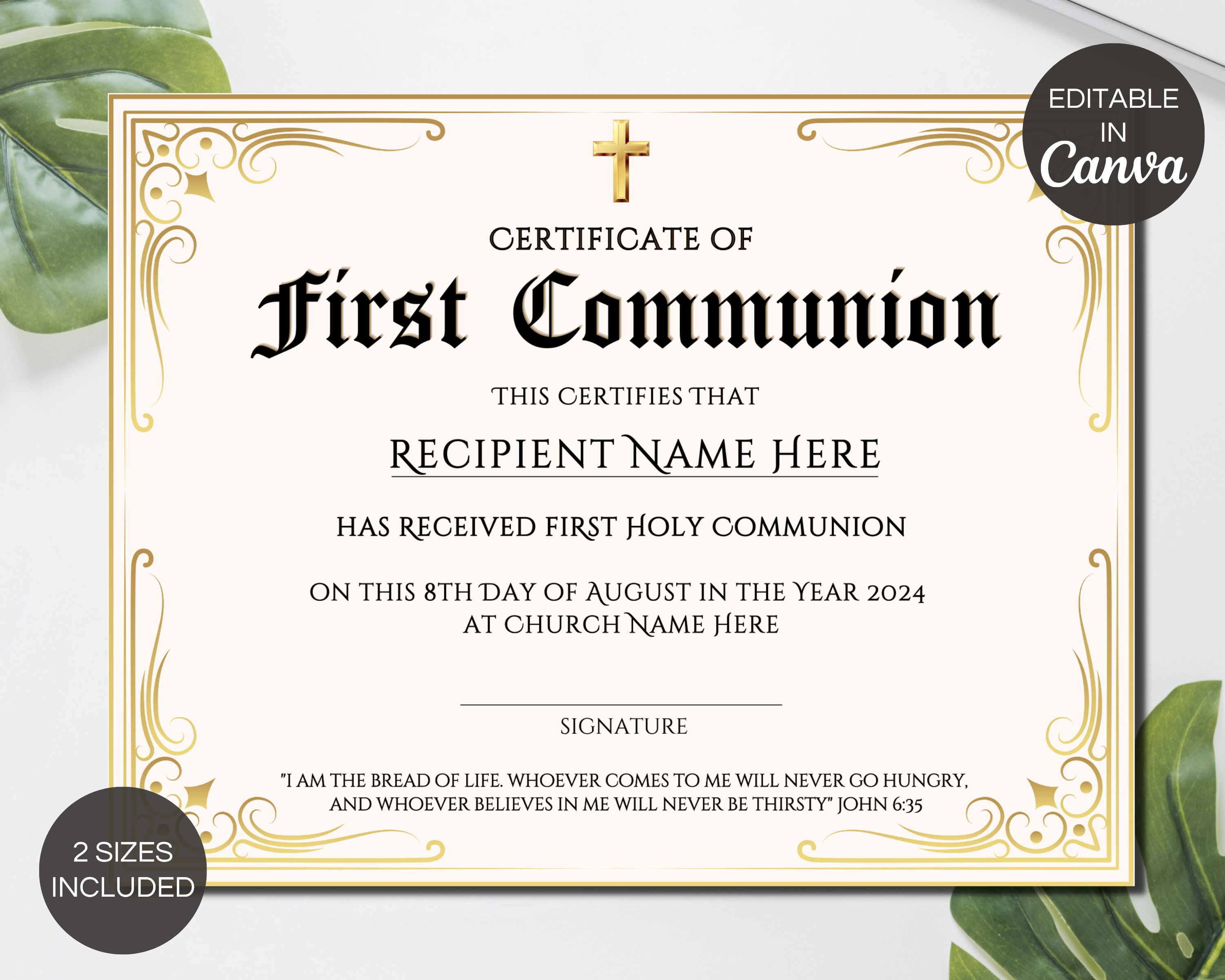 first communion certificate template, editable first holy