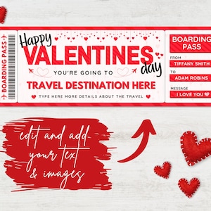 Printable Valentines Boarding Pass Template, Editable Valentines ...