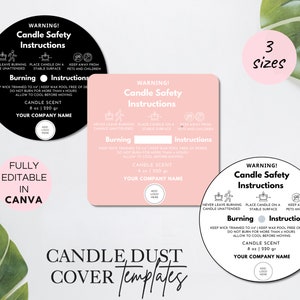 Editable Candle Dust Cover Template, Printable Candle Dust Covers,  Minimalist Candle Dust Cover Circle & Square 