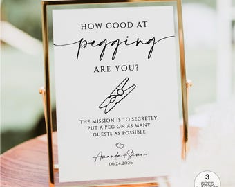 Wedding Peg Game Sign Template, Printable Pegging Games Signage, Editable Fun Bridal Shower Games