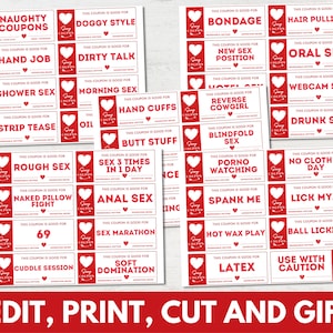 Naughty Coupons Template. Printable Naughty Coupon Book, Editable Sex ...
