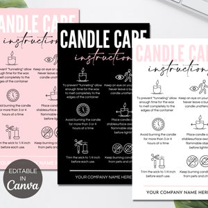 Candle Care Card Canva Template, Editable Candle Instructions Card, Printable Candle Care Guide, Candle Business Package Inserts. TDS-05