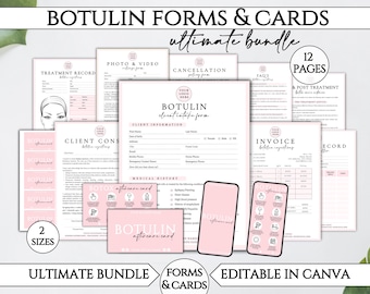 Botulinum Injections Forms, Printable Botulinum Injection Consent Intake Form, Medical Spa Editable Canva Templates