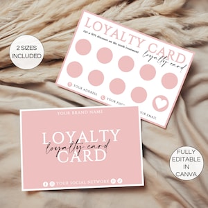 Plantilla de tarjeta de fidelidad, tarjetas de fidelidad editables, plantilla de esteticista imprimible, tarjetas de salón de belleza, plantilla Canva de tarjeta de fidelidad personalizada.TDS-05