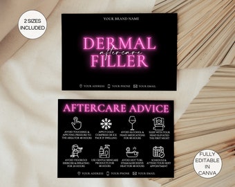 Dermal Filler Aftercare Card, Editable Dermal Filler Care Guide, Printable Filler Care Instructions, Esthetician Skincare Template. TDS-05