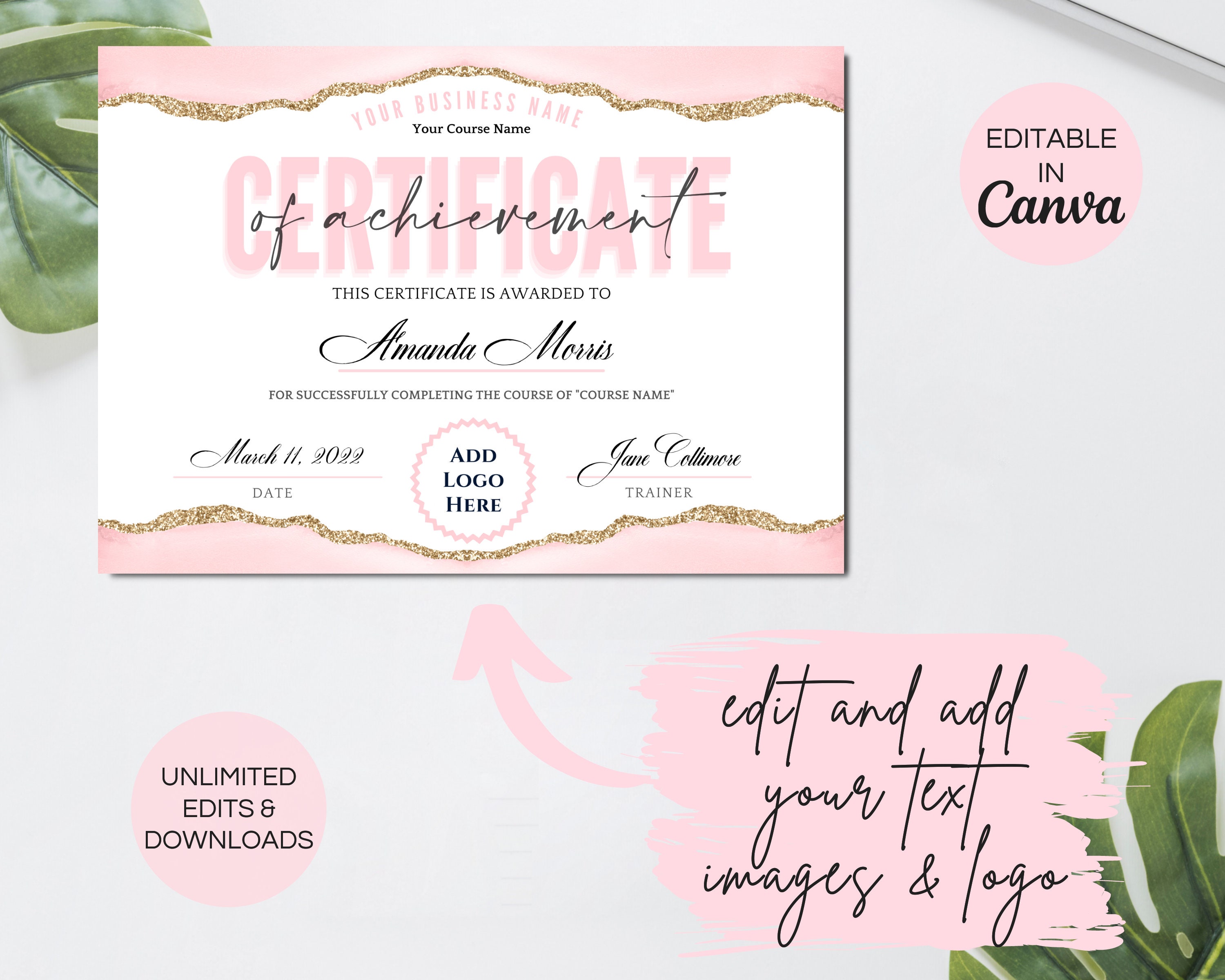 Editable Certificate of Achievement Template Printable - Etsy