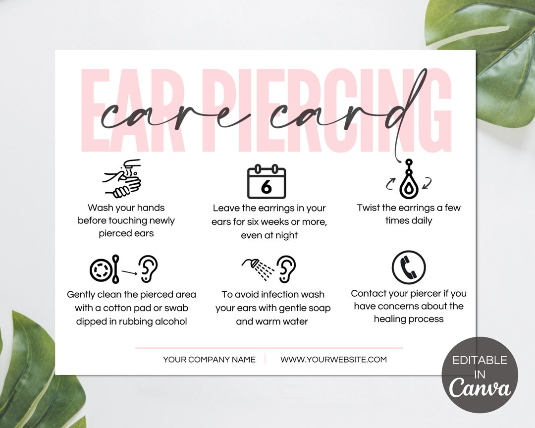 Editable Ear Piercing Aftercare Canva Template Printable - Etsy