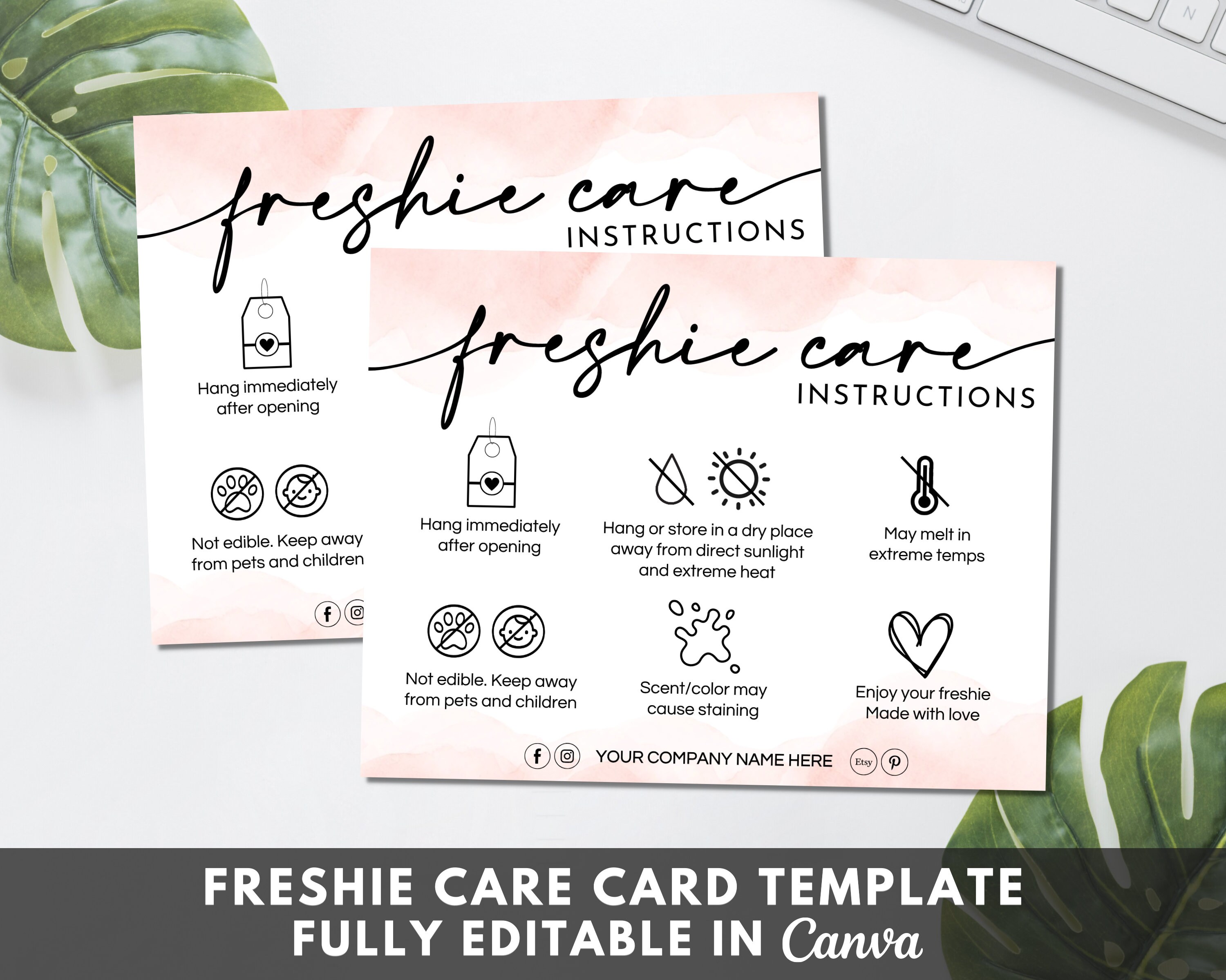 Car Freshie Care Card - Instructions To Include With Car Freshies