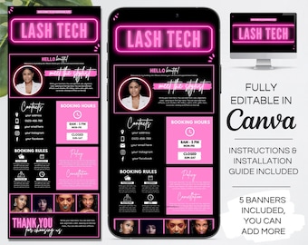 Plantilla de sitio de Lash Tech Acuity, plantilla de Canva de sitio de programación profesional, sitio de reserva de artista de DIY Lash, plantilla de sitio web de Lash. TDS-14