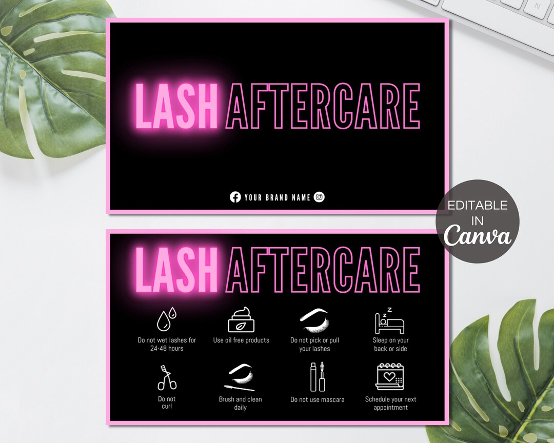 Lash Aftercare Card Editable Template Printable Lash - Etsy