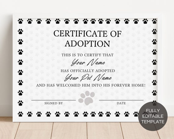 certificate of adoption template