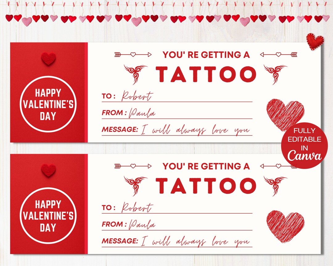 Valentines Day Gift Card Template, Editable Valentines Day Personalized ...