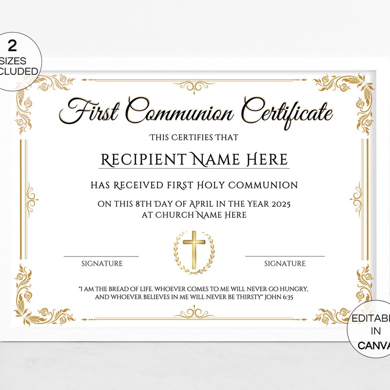 First Communion Certificates - Etsy