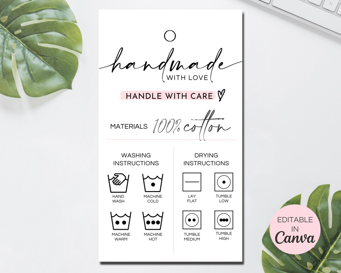 Handmade Editable Clothing Tag Custom Hang Tag Canva | Etsy