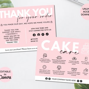 Carte de visite modifiable pour l'entretien des gâteaux, modèle imprimable pour l'entretien des gâteaux, guide d'entretien pour les gâteaux de mariage, modèle sur toile de cartes de remerciement pour gâteau. FT-05