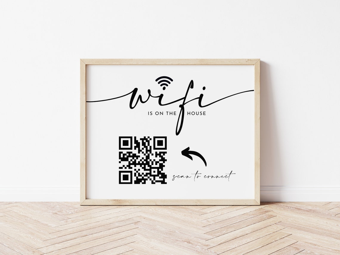 Wifi Sign QR Code Editable Wifi Sign Canva Template - Etsy