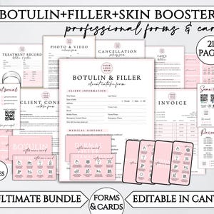 Botulinuminjektionen Dermal Filler Klient Forms Bundle, bearbeitbare Botulinum Injektionen Filler Booster Einverständniserklärung, Med Spa Forms Vorlage.