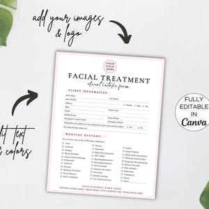 Facial Paperwork Facial Treatment Forms, Editable Facial Consultation Form, Printable ...