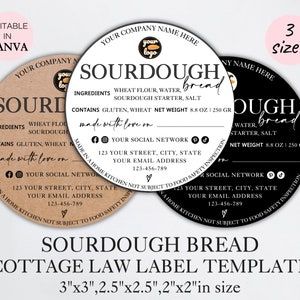 Sourdough Bread Cottage Law Label, Editable Sourdough Bread Cottage Food Label, Printable Bread Cottage Law Sticker Canva Template. TDS-05