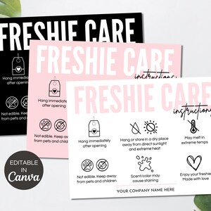 Freshie Care Card Template, Editable Freshie Instructions Cards ...
