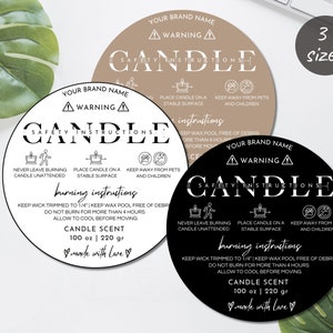 Editable Candle Warning Label Template, Printable Candle Warning Sticker, Candle Small Business Canva Template, Instant Download. TDS-06