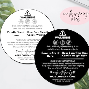 Canva-sjabloon voor kaarswaarschuwingslabel, bewerkbare kaarswaarschuwingssticker, afdrukbare kaarsveiligheidswaarschuwingslabels, direct downloaden. TDS-06