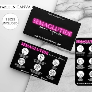 Modello di scheda di consulenza per semaglutide, scheda di cura per semaglutide modificabile, terapia post-terapia stampabile per semaglutide, modello Canva aziendale per la perdita di peso.TDS-05