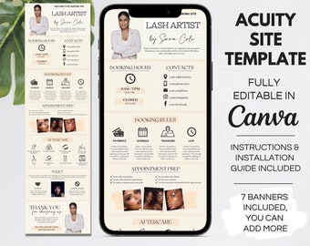 DIY Acuity Scheduling Template Lash Tech, Editable Acuity Website Design, Canva Acuity Booking Site Template, Custom Acuity Site. TDS-14