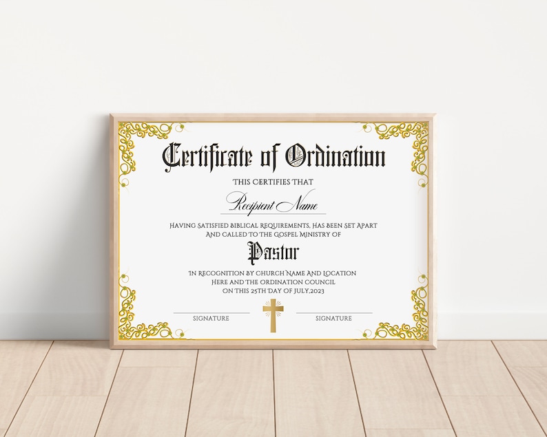 Pastor Ordination Certificate Template Editable Certificate Etsy Pastor Ordination Certificate Template Editable Certificate Etsy