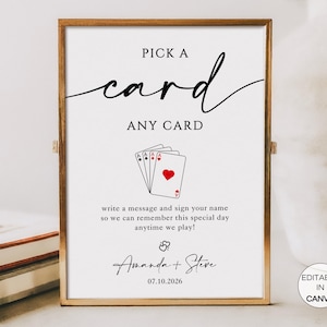 Playing Cards Guest Sign, Pick A Card Any Card Wedding Sign Template, Minimalist Pick A Card Wedding Signage, Modern Wedding Guestbook