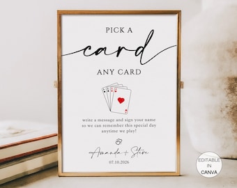 Playing Cards Guest Sign, Pick A Card Any Card Wedding Sign Template, Minimalist Pick A Card Wedding Signage, Modern Wedding Guestbook