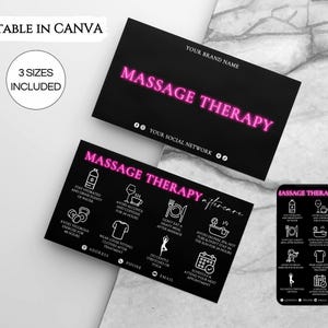 Bearbeitbare Massage Therapie Nachsorge Karte Canva Vorlage, Massage Therapie Karten für Kosmetikerin, druckbare Massage Business Beauty Salon Karten