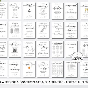 Minimalist Wedding Sign Bundle, Modern Wedding Signage Bundle, Editable Wedding Signs Canva Template, +100 Wedding Reception Signs Set image 6