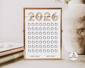 Real Estate Goal Tracker 2026, Editable Realtor Sales Goal Chart Template, Digital Download