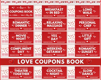 Love Coupons, Printable Valentines Coupons, Editable Canva Template