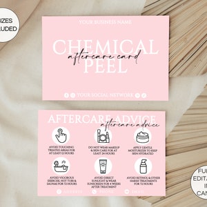 Chemical Peel Aftercare Cards, Editable Esthetician Cards, Printable Chemical Peel Care Instructions, Canva Esthetician Template. TDS-05