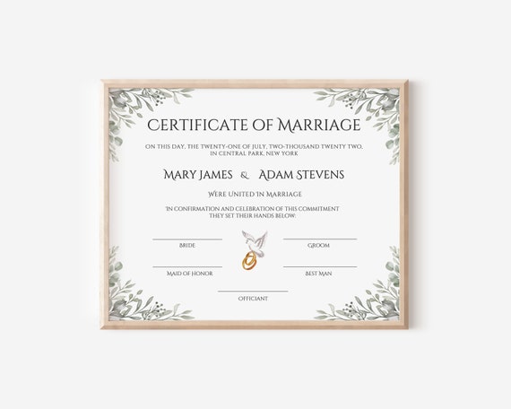 Editable Marriage Certificate Template Custom Certificate Of -  Portugal