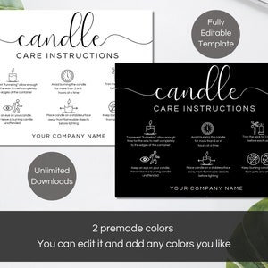 Candle Care Card, Printable Candle Instructions Cards, Editable Canva Template image 3