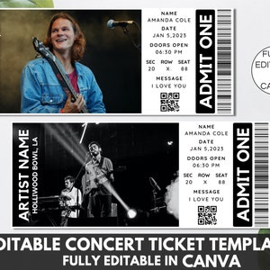 Editable Concert Ticket Template, Printable Event Ticket, Custom Concert Ticket, Concert Ticket Digital Download Canva Template. TDS-13