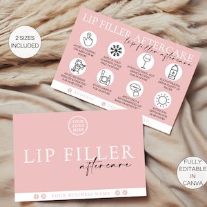 Lippenfüller-Nachsorgekarte, bearbeitbare Lippeninjektions-Pflegeanleitung, druckbare Füllerpflegeanleitung, Schönheitssalon-Esthetician-Vorlage. TDS-05