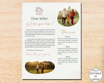 Editable Home Offer Letter Template, Printable Buyer Letters To Seller, Canva Template