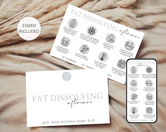 Fat Dissolving Aftercare Cards, Editable Fat Dissolving Injections Card, Printable Fat Dissolve Care Card, Esthetician Canva Template.TDS-05