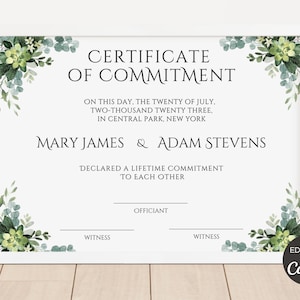 Certifika bearbeitbare Vorlage, Greenery Commitment Zertifikat, druckbares benutzerdefiniertes Zertifikat, Canva Digital Template. TDS-10