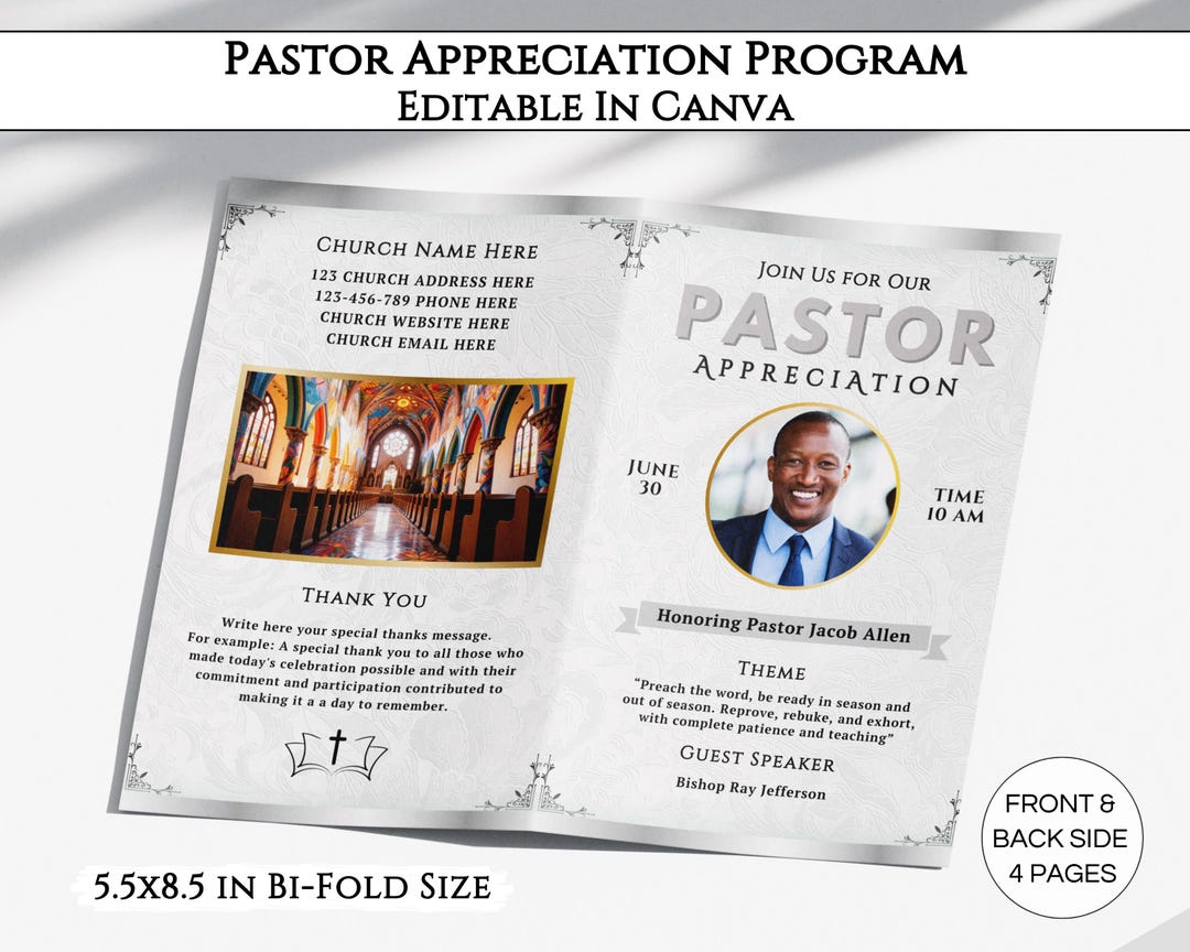 Pastor Appreciation Program Template Editable Pastor Installation