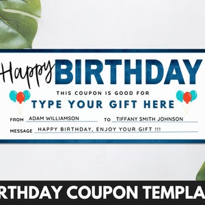 Alles Gute zum Geburtstag Geschenkgutschein Vorlage, bearbeitbare Geburtstagsüberraschung Geschenkgutschein, druckbare benutzerdefinierte Geburtstagsgeschenk Canva Vorlage. TDS-13