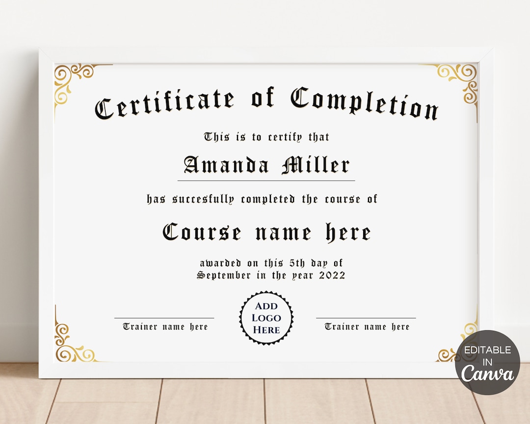 Editable Certificate of Completion Template, Gold Certificate Template, Printable Certificate Canva Template, 2 Sizes Included. TDS-10 - Etsy editable-certificate-of-completion-template-gold-certificate-template-printable-certificate-canva-template-2-sizes-included-tds-10-etsy