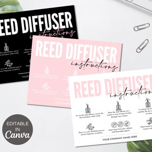 Reed Diffuser Pflegekartenvorlage, bearbeitbare Reed Diffusor Pflegeanweisungen, druckbare Raumdiffusor Pflegeanleitung Small Business Inserts.TDS-05