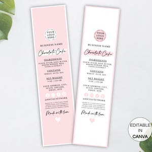 Mini Cake Tin Label, Editable Bakery Label, Printable Mini Loaf Cake Label, Cottage Law Bakery Sticker,Custom Bakery Business Canva Template