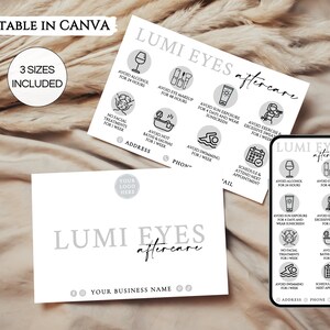 Lumi Eyes Aftercare-Kartenvorlage, bearbeitbare Eye Skin Booster-Pflegekarte, druckbare Kosmetiker-Schönheitssalonkarten-Canva-Vorlage. TDS-05